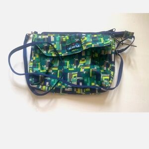 KAVU CROSSBODY BAG FOLD OVER SLINGALING BLUES GREENS